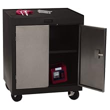 Edsal PMB782C Industrial Gray Heavy Duty Steel Modular Workspace Storage System Mobile 2-Door Cabinet, 28" Width x 30" Height x 22" Depth, 1 Shelf