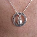 Sterling Silver Basketball Affirmation Band and Charm Necklace (Necklace Length=16 Inches)