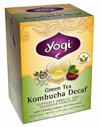 Yogi Green Tea Kombucha Decaf, Herbal Tea Supplement, 16-Count Tea Bags (Pack of 6)