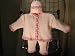 Knitted on Hand Knitting Machine Baby Pink Cotton Hand Crochet Finished with Pink Chenille Infant Girls Cardigan Pant Hat Set