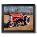 Vintage 1955 Farmall 400 Farm Tractor Home Decor Wall Picture Black Framed Art Print