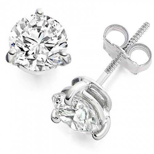 0.78 Carat D/VS1 Round Brilliant Certified Diamond Solitaire Stud Earrings in Platinum 