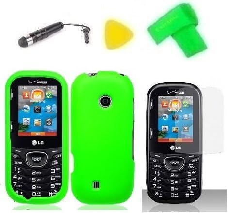 Phone Case Cover Cell Phone Accessory + Yellow Pry Tool + Screen Protector + Stylus Pen + EXTREME Band for LG Cosmos 3 VN251S VN251 (Green)
