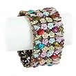 Multi Colored Crystal and Stone Stretch Bangle Bracelet Fashion Jewelry