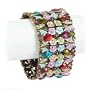 Antique Gold Multi Colored Crystal and Stone Stretch Bangle Bracelet Fashion Jewelry