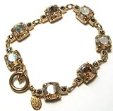 51kT0GtNO0L. SL160  La Vie Parisienne 14K Antique Gold Plated 7 1/2 Vintage Style Bracelet with Champagne Swarovski Crystals by Catherine Popesco