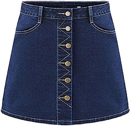 Rustsoul Women and Girls' Cotton Denim Summer A Line Short Mini Skirt Blue-2 Small