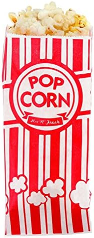 Popcorn Bags - (1000 Bags - 1 Ounce Each) - Classic Red and White Striped