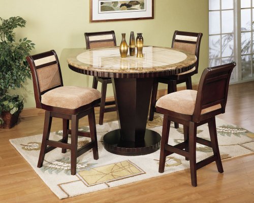 B993 Dining Room Furniture Set 2 in Corallo and Imperador Marble / Espresso - Armen Living - B993-DSET-2