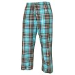 Aqua Turquoise and Brown Sparkle Glitter tartan plaid check tie cord flannel cotton pants for lounging, sleep, sports. Unisex relaxed fit,