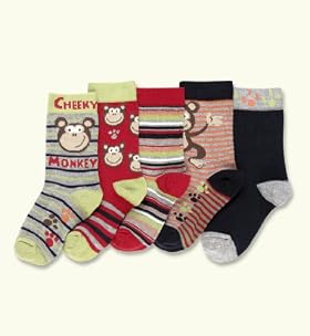 5 Pairs Of Younger Boys' Cotton Rich Assorted Socks