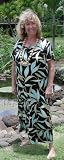 Round Neck Long Dress - Women's Asian Serenity Caftan Kaftan Style Hawaiian Aloha Evening Pullover Dress - Regular and Plus Size