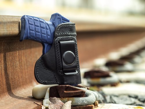 OUTBAGS LOB3S-PF9 Black Genuine Leather IWB Conceal Carry Gun Holster for Kel-Tec PF-9 9mm. Handcrafted in USA.