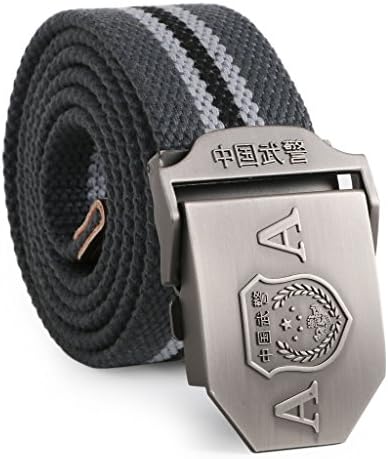 Zheli Men's Casual Tactical Series Military Style Braided Weave Canvas Belts, Dark Grey Black