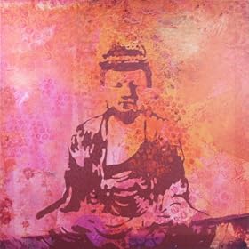 Brightly Colored Buddha Canvas Wall Hanging