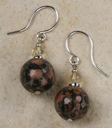 Leopard Skin Jasper and Citrine Bead Earrings