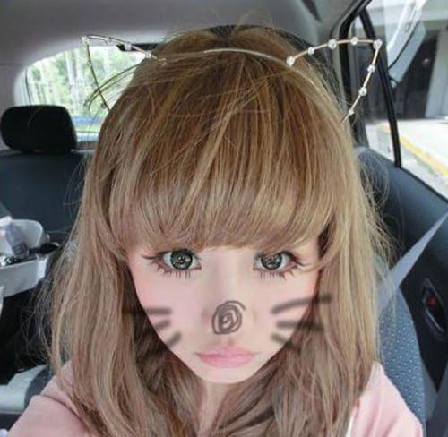 Towallmark 1PC Fashion Korean Cat Ear Party Pearl Crystal Rhinestone Headband Headwear Punk Hair Wrap (Gold)