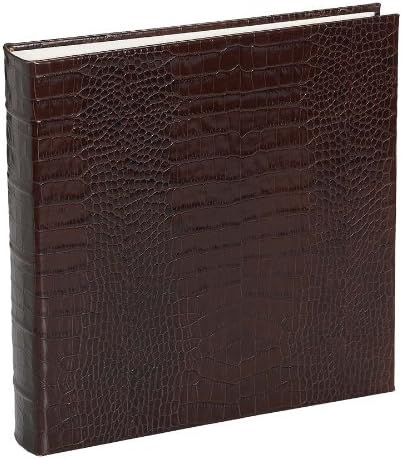 Large Bound Crocodile Embossed Leather Album, Brown