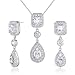 Jewelry : Dazzling Radiant Cut White CZ Pendant Earrings Set in Sterling Silver