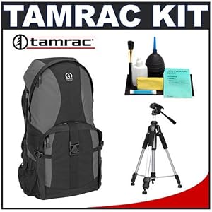 Tamrac 5550 Adventure 10 Digital SLR Camera & Computer Backpack (Gray/Black) + Tripod + Accessory Kit for Canon Rebel XSi, XS, T1i, T2i, EOS 50D, 5D, 7D, Nikon D3000, D5000, D40, D60, D90, D300, D300s, Olympus Evolt E-30, E-450, E-520, E-620, and Sony Alpha A230, A330, A380, A450, A500, A550, A850