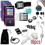 GTMax 18 Items Accessories Bundle kit for Apple iPod nano 8GB 16GB (6th Generation) 6G 6
