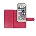 xhorizon Leather Folio Hand Strap Purse Case with Magnetic Closure for iPhone 6, 6s - Rose Red