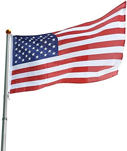 Fly Two Flags! 20 Ft Telescopic Aluminum Flagpole 3'x5' Free Flag Ball Pole Top Kit Fly 2 Flags - CFP 1