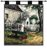 Review ArtExpression  / Antique Wagon - Artist: Michael Humphries - Fabric Size: 34.00 by 26.00 inches Wall Tapestry with hanging rods and tassels included