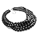 Affordable Wedding Jewelry Statement Beaded Layered Strands Jet Black Beaded Beads Chunky Necklace Earrings Set for Women