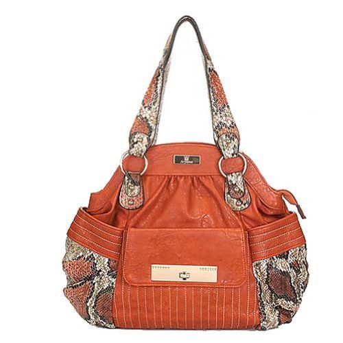 Aryana Orange Snake Print Single Strap Zip Closure Womens Purse Wendy