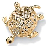 Crystal Turtle Goldtone Pin