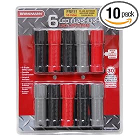 Brinkmann 809-9010-S 6 LED Flashlight with AAA Batteries, 10-Pack by Brinkmann