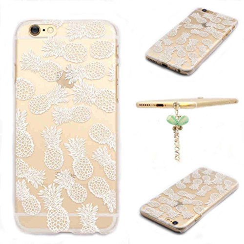 iPhone 6 Case,LUOLNH Henna White Pineapple Clear Plastic Case Cover for iPhone 6/6s 4.7 inch