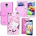 EpicGadget(TM) Samsung Galaxy S5 Handmade Luxury Crystal Bling Bling White PU Leather Case With Crystal Bow knot Wallet Case Magnet Flip Cover With Credit Card Holder Pouch + S5 i9600 Screen Saver (Miss Kitty Fairy Tale Pink Case)