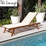 Teak and Mesh Lounge Chair - Off White (Off White Mesh) (34"H x 25"W x 77"D)