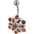 Orange Austrian Crystal Flower Fashion October Belly Navel Ring Body Jewelry