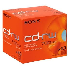 Sony CD-RW Rewritable Disk Cased 1x-4x Speed 80min 700Mb Ref 10CDRW700D [Pack of 10]