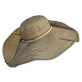 TAN & BLACK EXTREME WIDE BRIM GLAMOROUS FLOPPY HAT