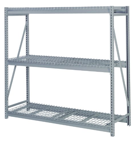 Lyon DD67513SW 3 Tier Pre-Engineered Bulk Storage Rack Starter with Waterfall Heavy Duty Wire Decking, 96" Width x 36" Depth x 72" Height, Dove Gray