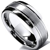 Tungsten Carbide Men's Ladies Unisex Ring Wedding Band 8MM (5/16 inch) Dome High Polish Matte Comfort Fit (Available in Sizes 8 to 12)