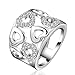 New Fashion Beautiful Jewelry Austrian Crystal Hollow Heart Sweet Love Silver Ring Band