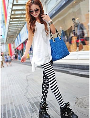 Clothesforu Fashion Winter Thick Velvet Stripes and Stars Tight Leggings Pants