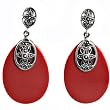 Marcasite with Red Earrings, Size: 39mm