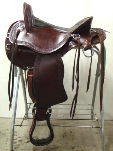 16 DOUBLE T Tooled Endurance Saddle - No Horn MAHOGANY