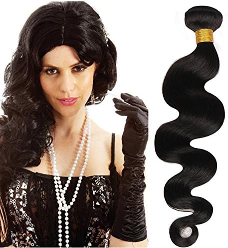EX10 20" Human Hair Extension 100% Virgin Human Hair Body Wave Natural Silky Real Brazilian Strong Hair 20 inches 100g/bundle (Natural Black) 1 PACK