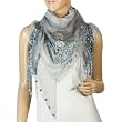 Polyester Hand Embroidered Peony Flowers Beaded Sequin Metallic Rivet Double Layers Asymmetric Triangle Scarf - Various Colors