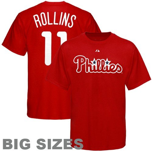 Jimmy Rollins Philadelphia Phillies Big & Tall Name & Number Tee (Red, 6X)