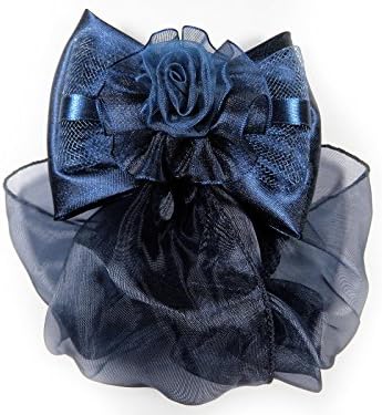 Barrette Snood Hair Net Hair Band Beautyful Satin Flower Blue Bow so Sexy 29121