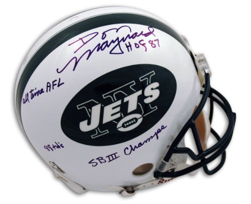 Don Maynard Autographed New York Jets Proline Helmet with 4 Inscriptions