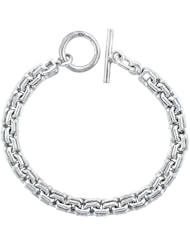 Sterling Silver Double Square Links Bracelet Toggle Clasp Handmade 5/16 inch wide, sizes 8, 8.5 & 9 inch
